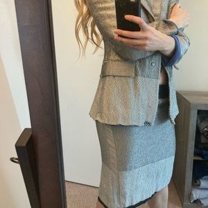 Alberta ferretti pencil suit set silver size XS/ it 40 / US 4